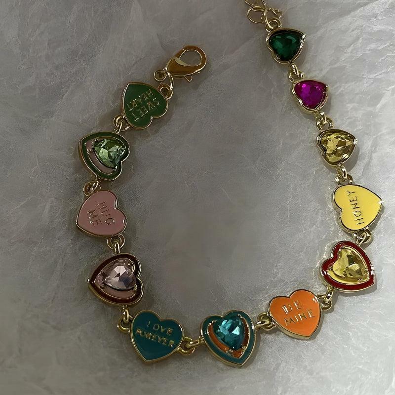 Y2K Colorful Heart Bracelet - Trendy Accessory for Y2K Summer Outfits