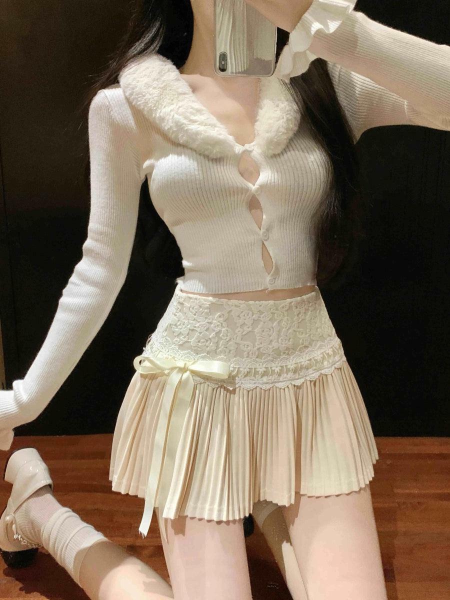 Y2K Coquette Lace Pleated Mini Skirt for Retro Summer Outfits