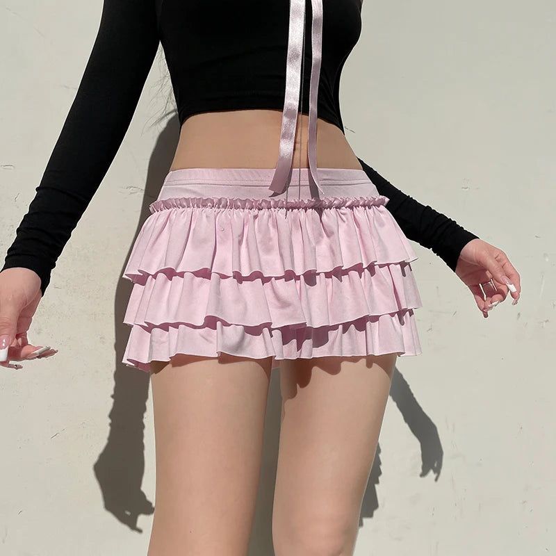 Y2K Coquette Layered Bow Mini Skort - Trendy Summer Outfit for Women