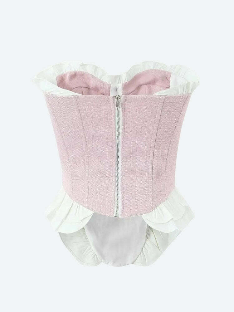 Y2K Coquette Pink Corset Top for Retro Summer Outfits and Parties