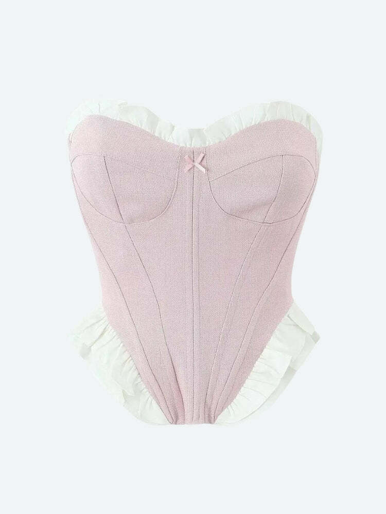 Y2K Coquette Pink Corset Top for Retro Summer Outfits and Parties