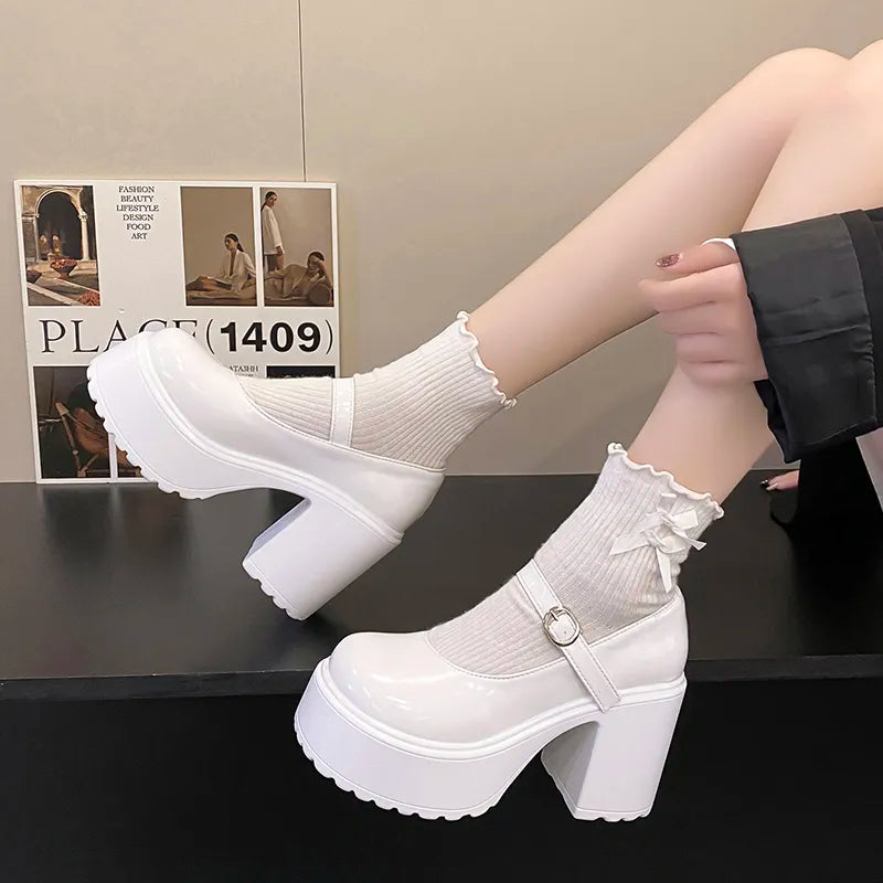 Y2K Coquette Platform Chunky Mary Jane Shoes for Retro Summer Vibes