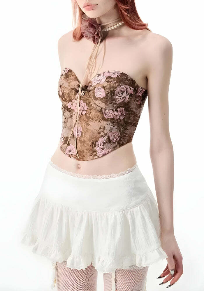 Y2K Coquette Ruffled Lace Mini Skirt for Retro Summer Outfits