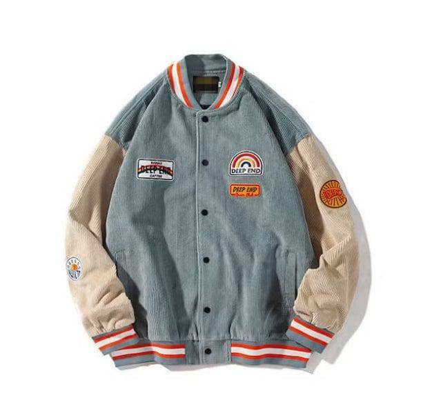 Y2K Corduroy Baseball Jacket: Retro 90s Grunge Style for Summer Outfits