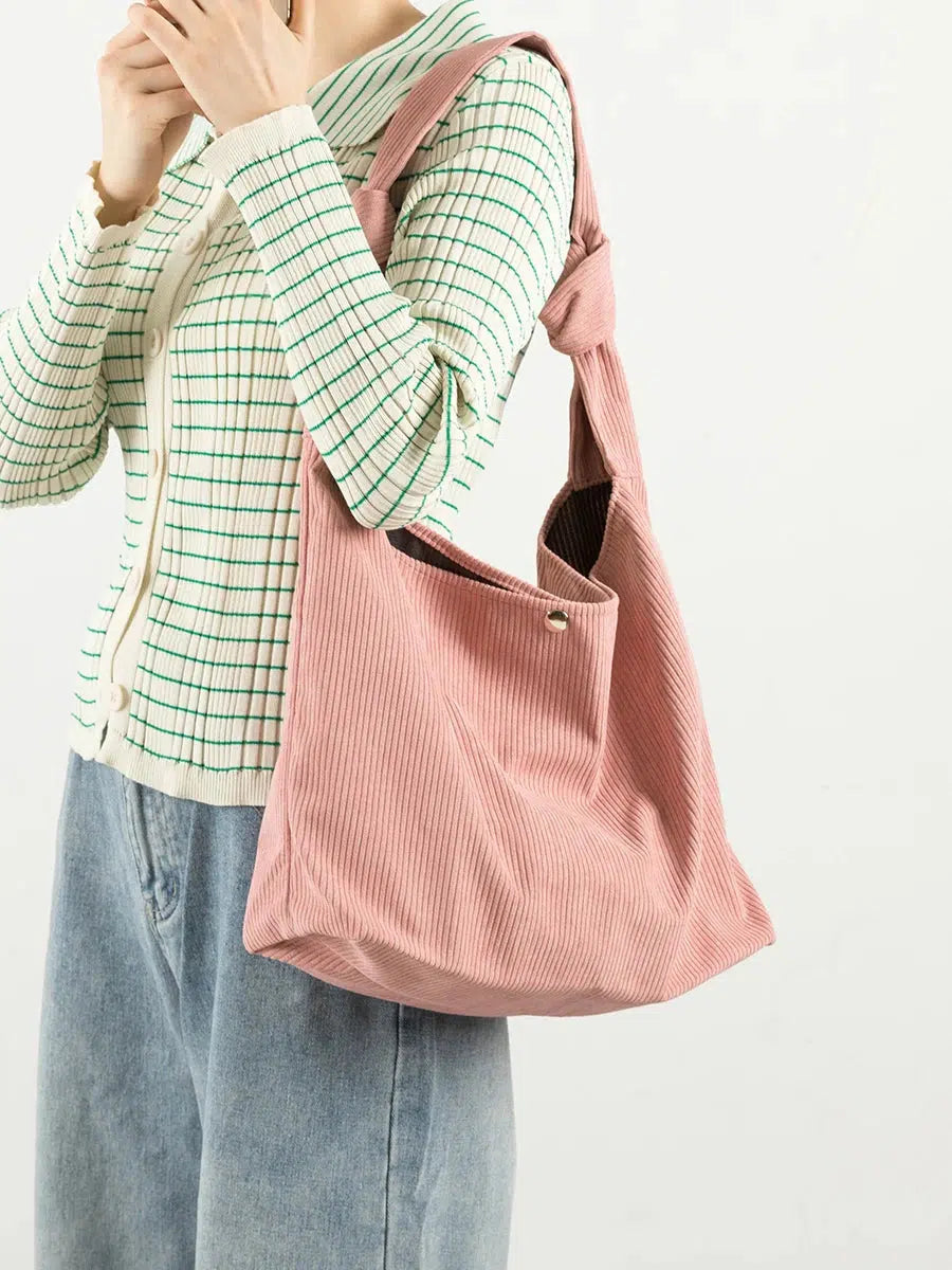 Y2K Corduroy Hobo Shoulder Bag - Retro 90s Fashion Essential