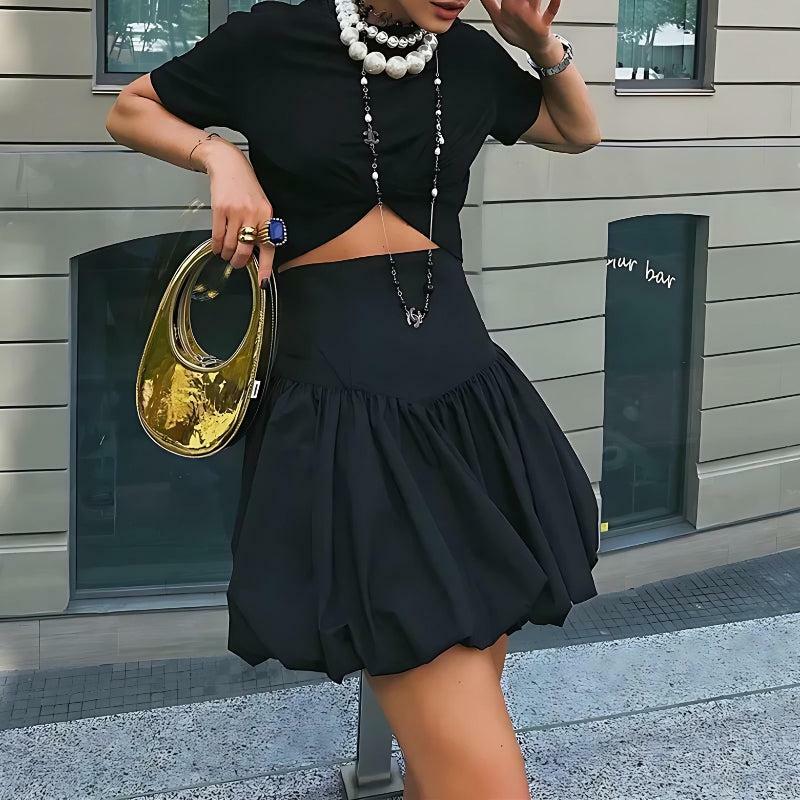 Y2K Corset Waist Bubble Mini Skirt for Trendy Summer Outfits