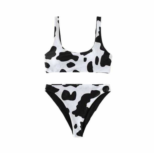 Y2K Cow Print Bikini: Trendy Summer Swimwear for Retro Vibes