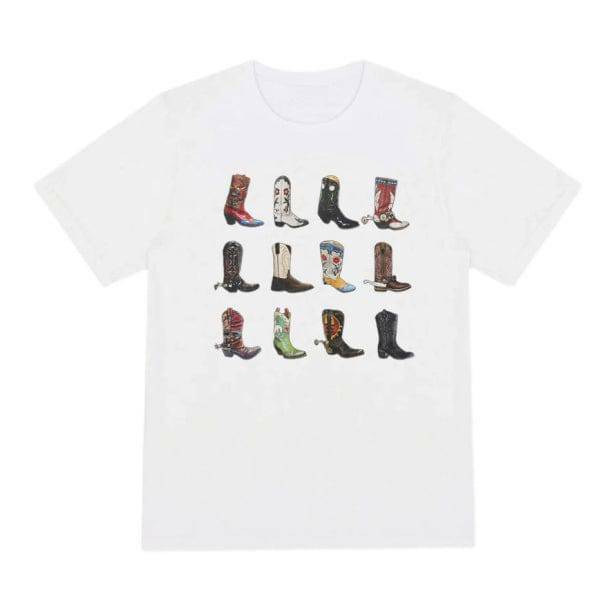 Y2K Cowboy Boots Graphic Tee - Retro 90s Summer Outfit Essential