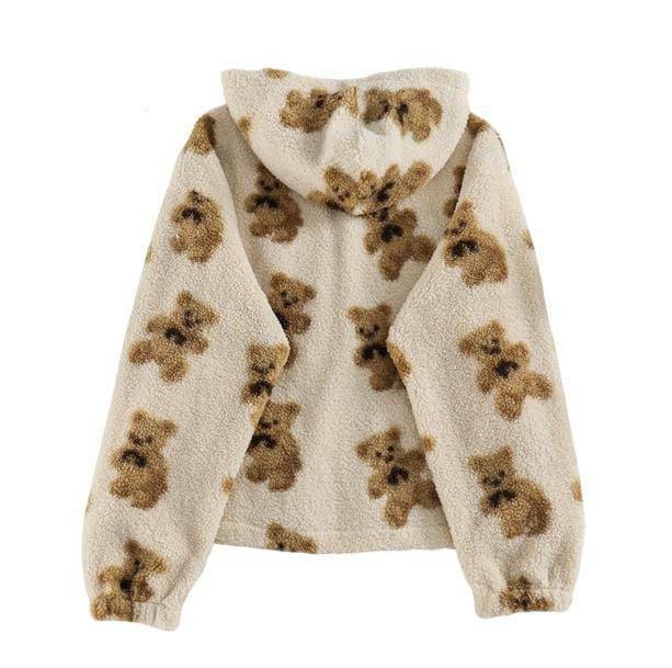 Y2K Cozy Teddy Bear Jacket for Retro Summer Outfits and Grunge Style