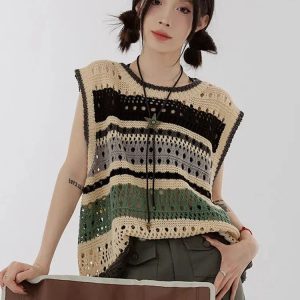 Y2K Crochet Sweater Vest: Retro Summer Layering for Trendy Outfits