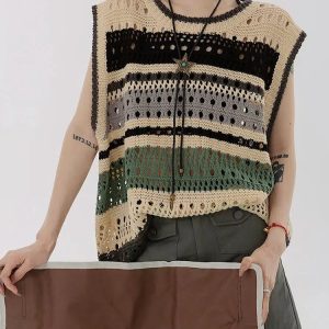 Y2K Crochet Sweater Vest: Retro Summer Layering for Trendy Outfits