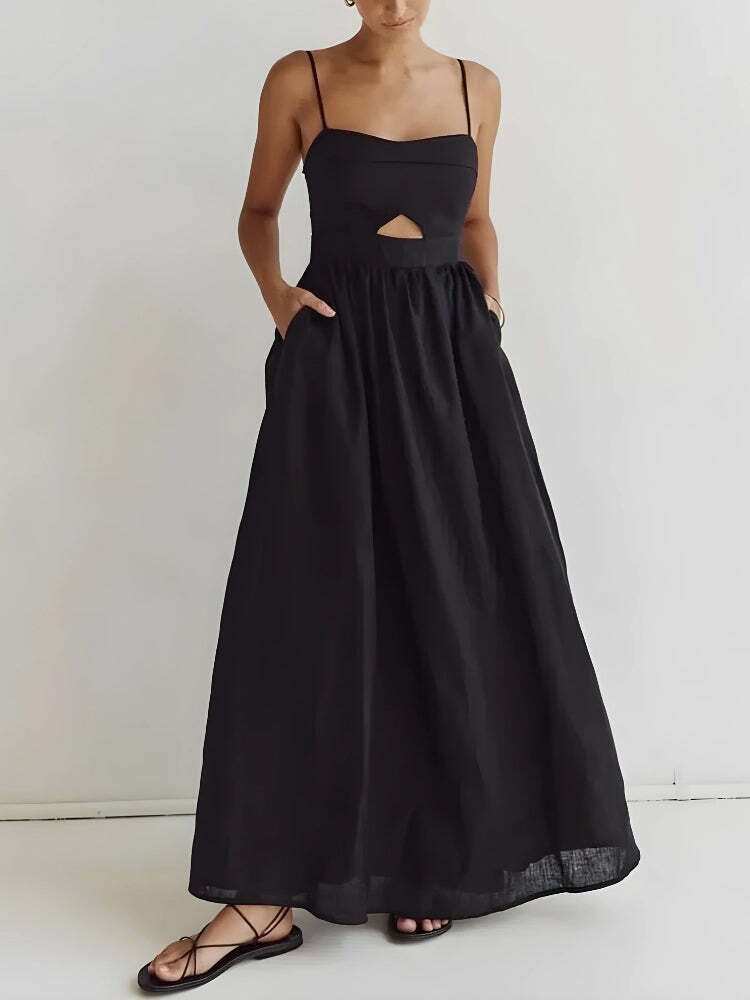 Y2K Cut Out Slit Maxi Dress - Trendy Summer Outfit for Retro Vibes