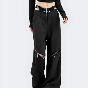 Y2K Cut Out Waist Pants: Trendy Y2K Summer Outfit for a Retro Vibe