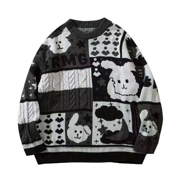 Y2K Cute Bunny Sweater - Retro 90s Grunge Style for Summer Outfits