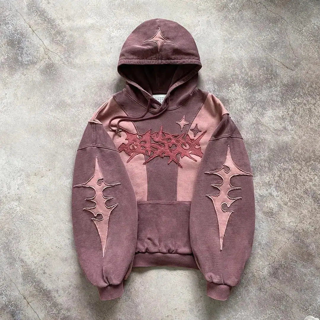 Y2K Cyberpunk Futuristic Patch Hoodie for Trendy Summer Outfits