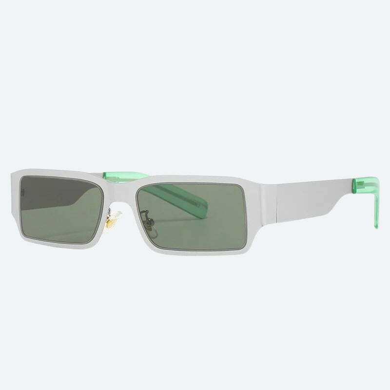 Y2K Cyberpunk Rectangle Metal Sunglasses for Retro Summer Vibes