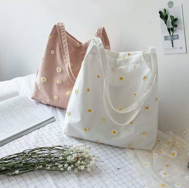 Y2K Daisy Embroidered Tote Bag - Retro Summer Style for Every Occasion