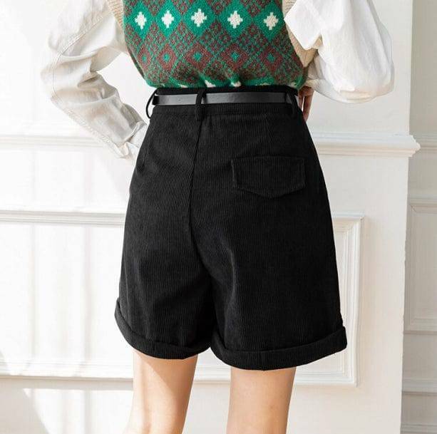 Y2K Dark Academia Corduroy Shorts for Retro Summer Outfits