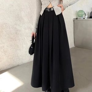 Y2K Dark Academia Midi Skirt - Retro 90s Grunge Style for Summer Outfits