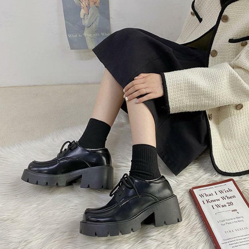 Y2K Dark Academia Platform Shoes for Retro Grunge and 90s Style