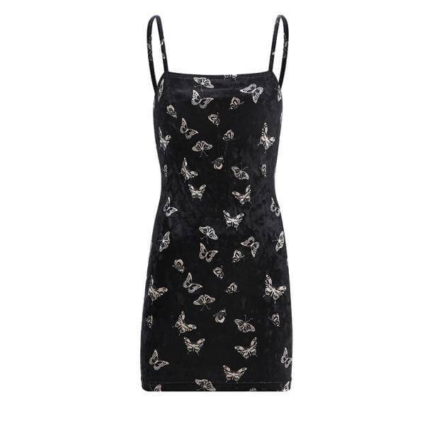 Y2K Dark Butterfly Dress - Grunge-Inspired Summer Outfit for Trendsetters