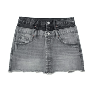 Y2K Dark Denim Mini Skirt - Retro Grunge Style for Summer Outfits