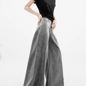 Y2K Dark Wash Super Wide Leg Jeans for Retro 90s Grunge Outfits