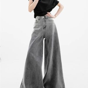 Y2K Dark Wash Super Wide Leg Jeans for Retro 90s Grunge Outfits