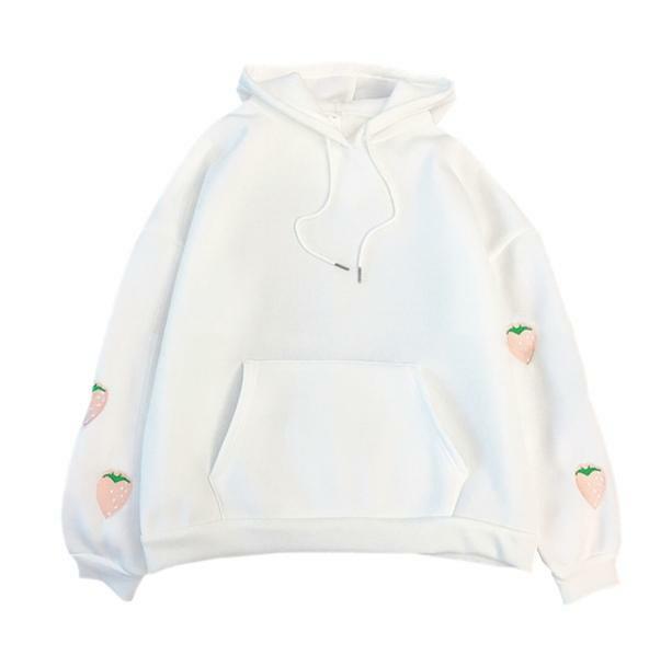 Y2K Deep Pocket Strawberry Hoodie: Retro Grunge Summer Essential