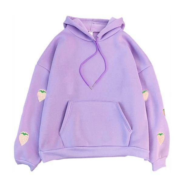 Y2K Deep Pocket Strawberry Hoodie: Retro Grunge Summer Essential