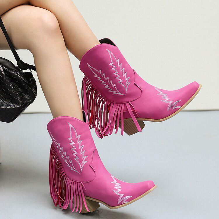 Y2K Disco Cowgirl Fringe Ankle Boots for Retro Summer Outfits