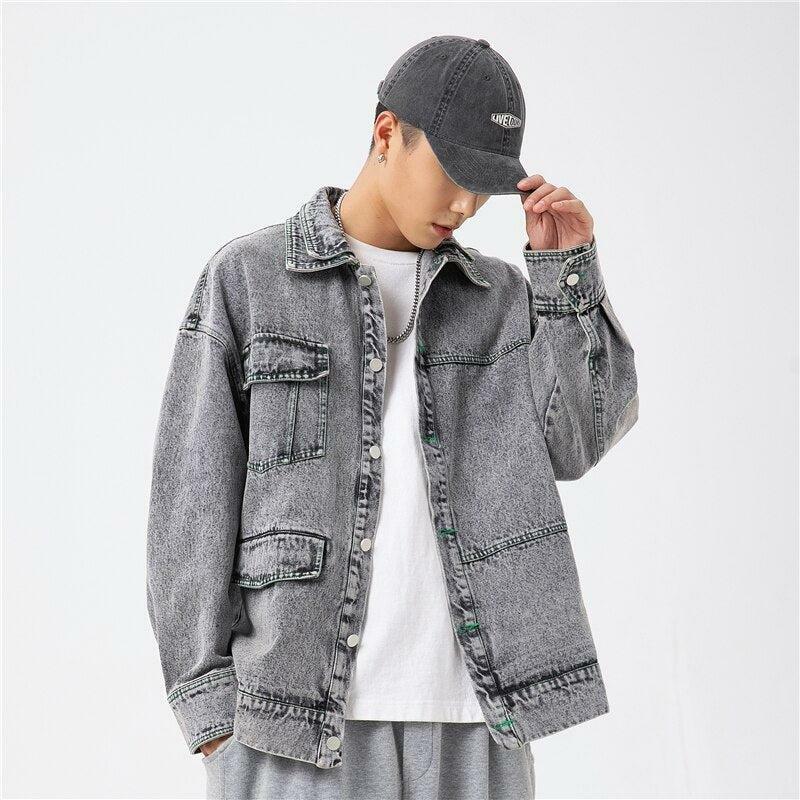 Y2K Double-Collared Denim Jacket for Retro 90s Grunge Summer Outfits