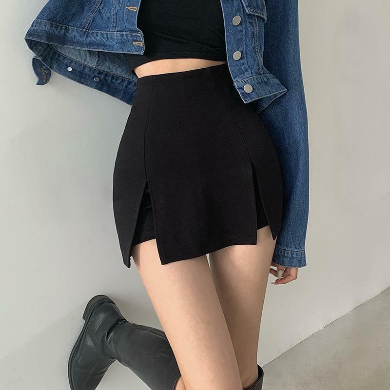 Y2K Double Side Slit Mini Skort - Trendy Summer Outfit for Retro Vibes