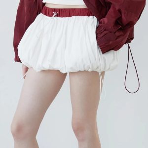 Y2K Drawstring Bubble Mini Skirt - Trendy Summer Outfit for Retro Vibes