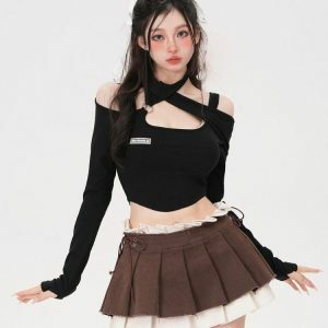 Y2K Drawstring Pleated Mini Skirt for Trendy Summer Outfits