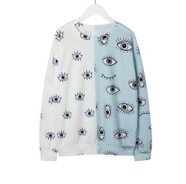 Y2K Eye Print Sweatshirt: Retro Grunge Style for Summer Outfits