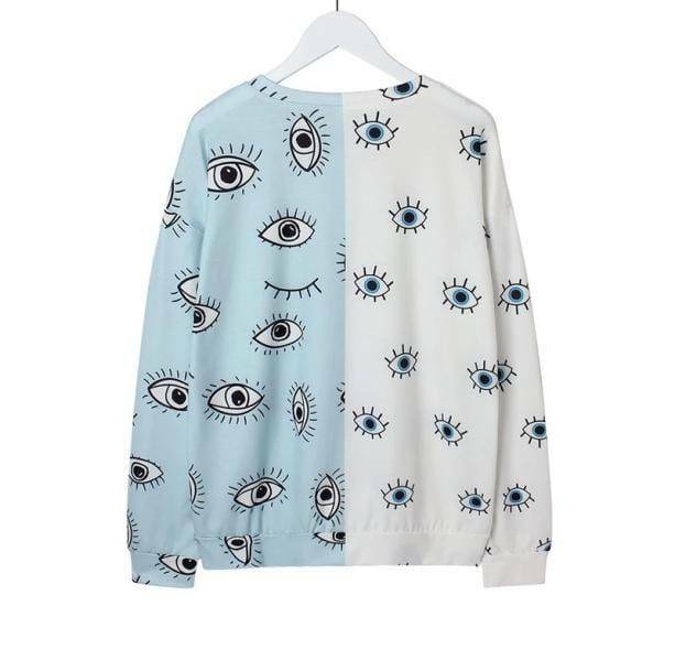 Y2K Eye Print Sweatshirt: Retro Grunge Style for Summer Outfits