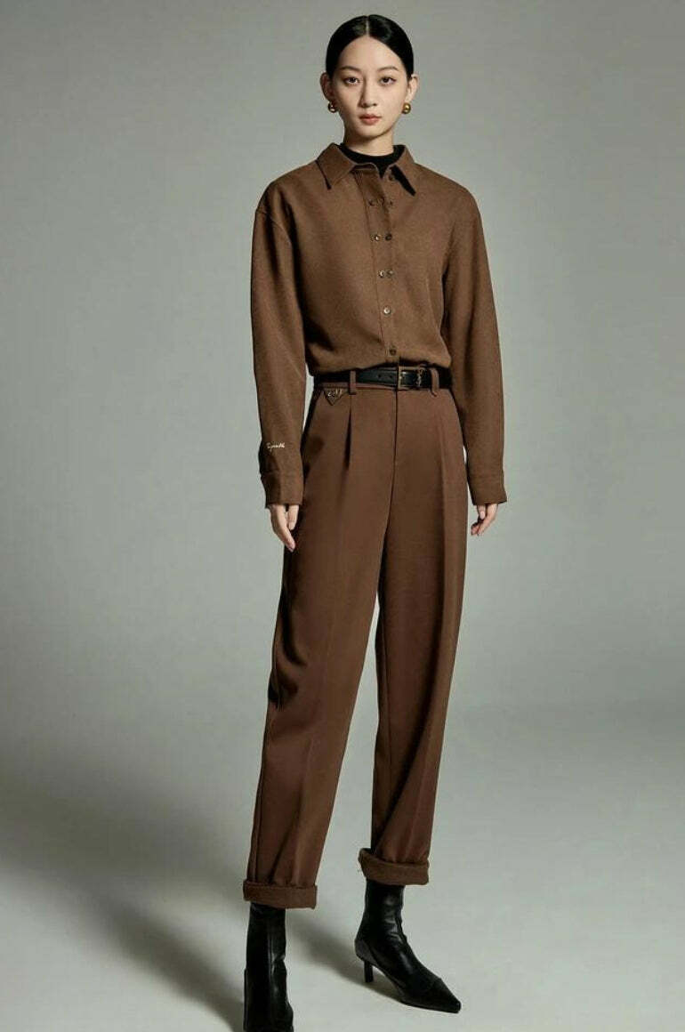 Y2K Fashion Classiccore Tailored Suit Pants for Retro Summer Vibes