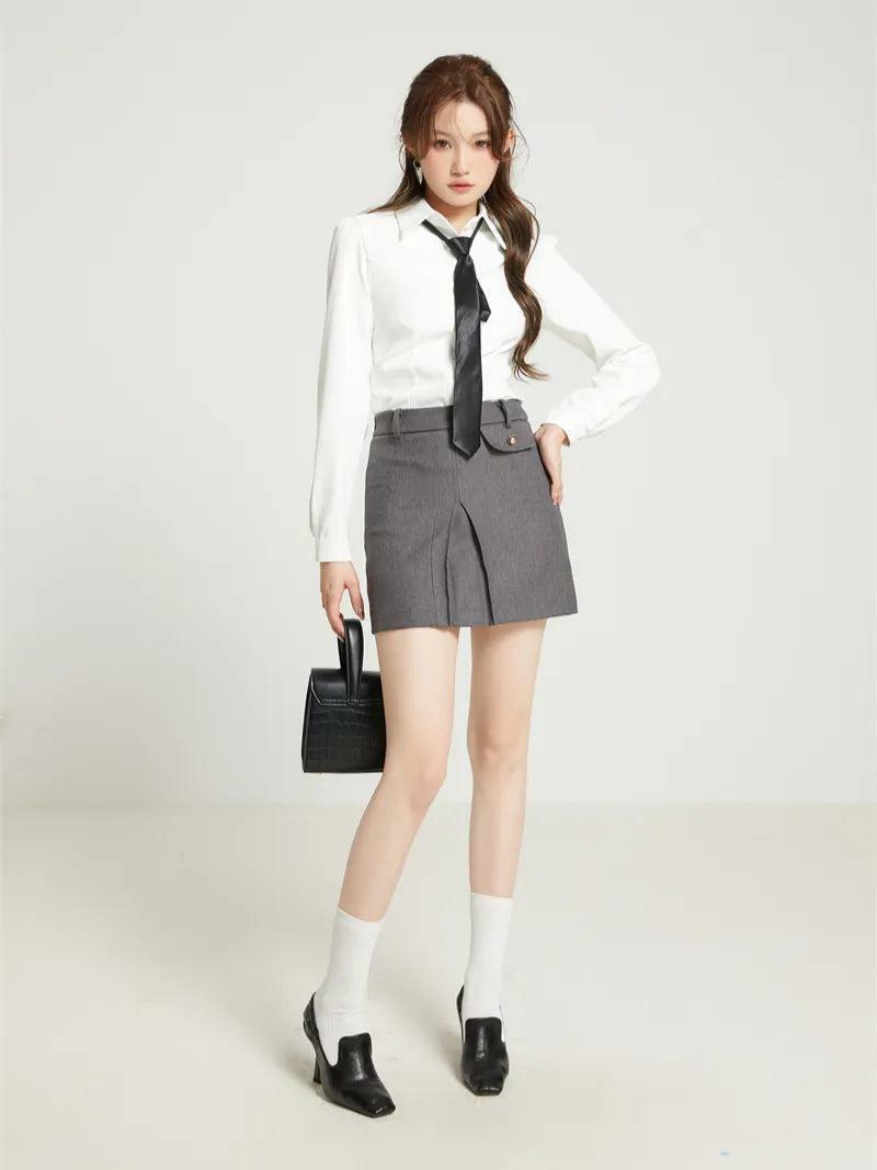 Y2K Fashion College Style Blazer, Shirt & Skirt Set for Trendy Looks