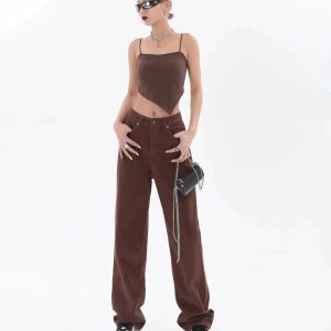 Y2K Fashion Star Pockets Wide Leg Jeans for Retro Summer Outfits