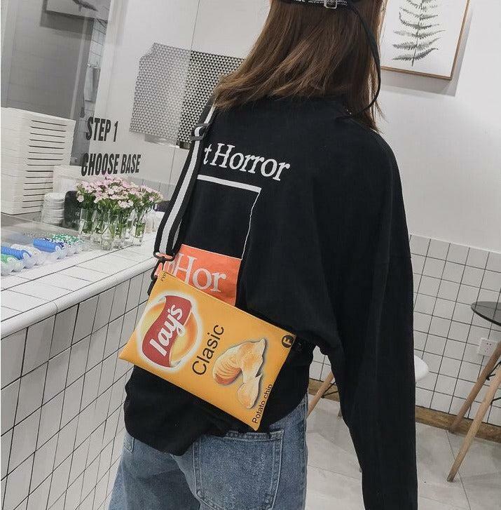 Y2K Fashion Weirdcore Lays Chips Crossbody Bag for Retro Summer Vibes