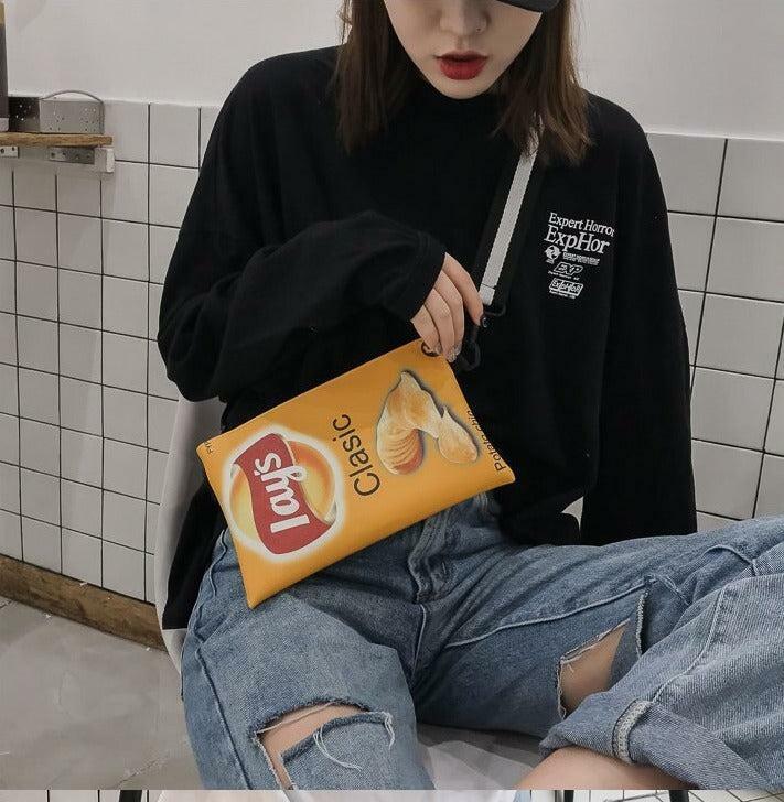 Y2K Fashion Weirdcore Lays Chips Crossbody Bag for Retro Summer Vibes