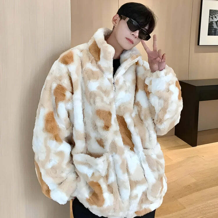 Y2K Faux Fur Zip-Up Teddy Jacket for Trendy Summer Outfits