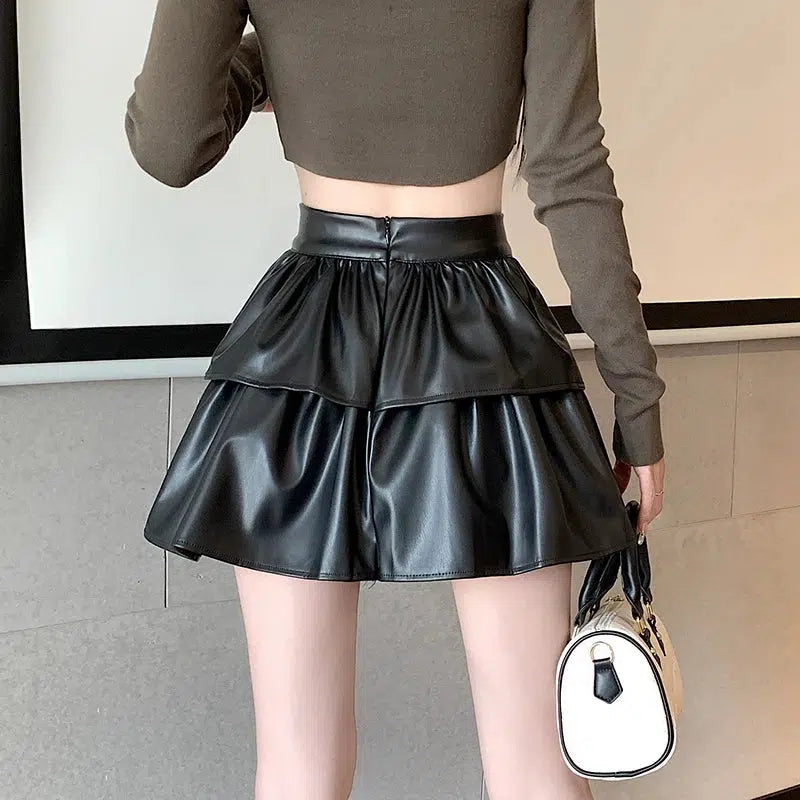 Y2K Faux Leather A-Line Mini Skirt for Trendy Summer Outfits