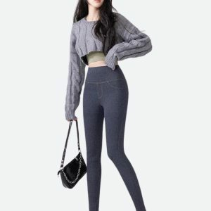 Y2K Fit Stretch Denim Jeggings for Retro 90s Summer Outfits