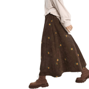 Y2K Floral Corduroy Skirt - Retro 90s Grunge Summer Outfit Essential