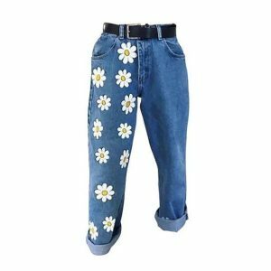 Y2K Floral Print Pants - Retro 90s Grunge Summer Outfit for Women