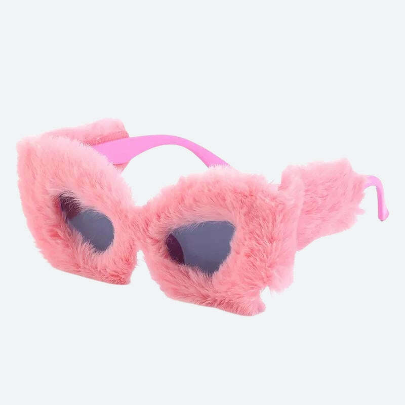 Y2K Fluffy Cat Eye Sunglasses for Retro Summer Vibes and 90s Fashion