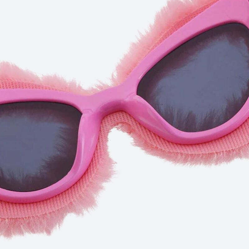 Y2K Fluffy Cat Eye Sunglasses for Retro Summer Vibes and 90s Fashion