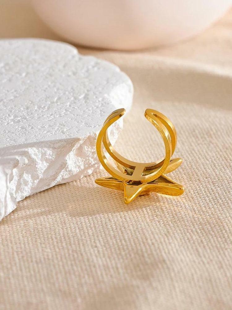 Y2K Gold Starfish Ring - Retro Summer Accessory for Beach Vibes